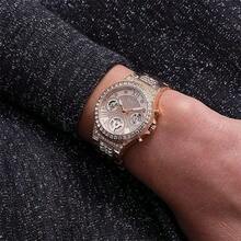 Guess Reloj de mujer elegante analógico multifunción de cuarzo GW0464L2 con caja con cristales y correa de acero inoxidable dorado, reloj de lujo para mujer adecuado para fiesta, uso diario, decoración y regalo de vacaciones para mujeres GW0320L3