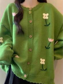 Plus Size Cardigans - Green - View 2