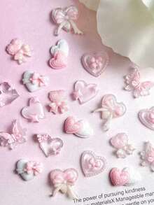 20 قطعة/مجموعة من الزينات المضيئة في الظلام بأشكال فراشات وقلوب لتزيين الأظافر