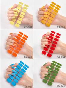 48/96/128/192片装多巴胺美甲贴纸套装，包含粉色、黑色、白色、红色、蓝色、绿色等多种颜色，闪光美甲贴纸，DIY全套美甲贴纸，按压式美甲贴纸，渐变闪光美甲贴纸，持久耐用，适合日常、圣诞节、新年、派对等场合，快速轻松地打造美丽惊艳的美甲造型。（注意：本产品不适用于UV固化） - 彩色 - 查看 47