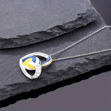 1Pc Volleyball Interlocking Heart Pendant Necklace, Charming Sporty Jewelry For Girls Sport Lovers, Heart Shape Fresh Lively Soft Romantic Vibe, Slim Easy Match Daily Outfits Beach Graduation Trip Holiday Camping, Stylish Everyday Fashion Accessory - Silver - View 6