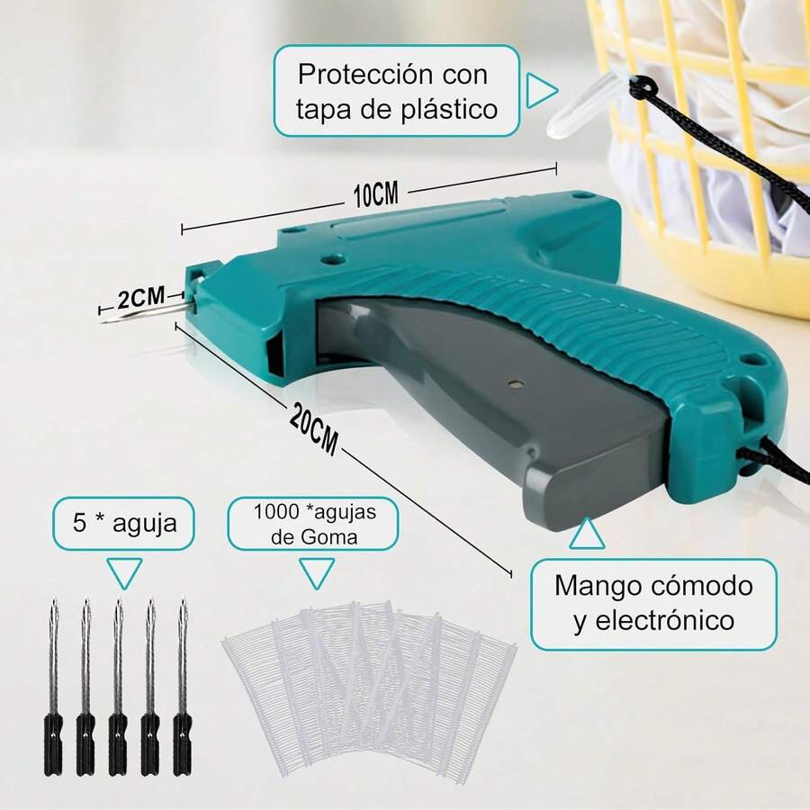 SPOWAY Pistola para Etiquetar Ropa Kit Pistola Etiquetado con 5 Agujas de Metal 1000 Púas Precio Ropa Pistola Etiquetadora Precios para Almacén de Supermercado Doméstico, Verde - 1 - Ver 1