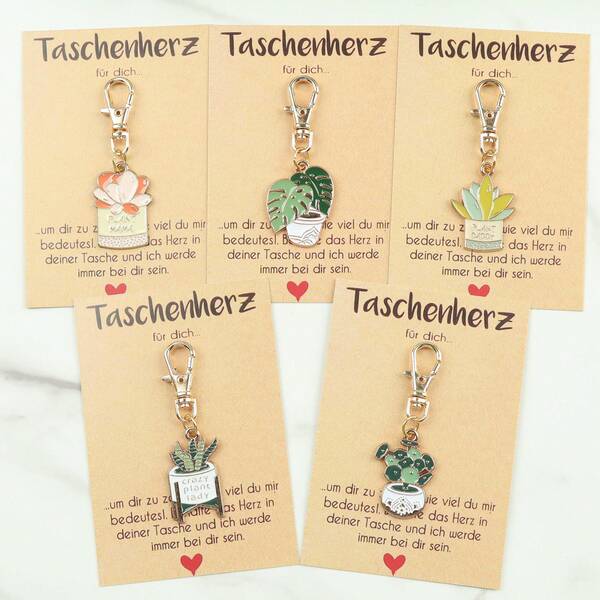 1 Stück/5 Stück charmanter grüner Pflanze Schlüsselanhänger Accessoire mit 1 Herz-Taschenkarte. Geeignet für Rucksäcke, Autoschlüssel, motivierende Geschenke, Ermutigungsgeschenke, Geburtstagsparty Dekorationen, Freundschaftsgeschenke und dankbare Präsente für Familie, Freunde, Lehrer und Klassenkameraden. Taschenanhänger Auto Accessoires Schwester Geschenkideen