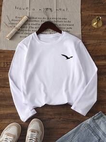 3件套男童休闲印花圆领长袖T恤，秋冬，学生/青少年服装 - Flying Eagle Design，年轻潮流引领者的终极T恤系列 - 深灰色 - 查看 2