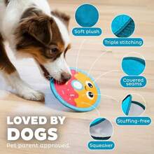 Juguete de perro Outward Hound Tough Skinz durable y con chillido, con dos capas resistentes, rosquilla, multicolor, pequeño - ColorD - Ver 4