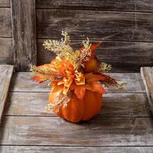 Creative Pumpkin Maple Leaf Pomegranate Decoration Halloween Autumn Harvest Thanksgiving Party Gift Living Room Room Desktop Window Small Pumpkin Ornament - Orange - View 3