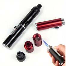 1/ 2pcs All-In-1 Pipe Windproof Click Butane Refillable Torch Lighter Click-N-Hit, Outdoor Windproof Butane Lighter, Adjustable Flame Lighter, Suitable For Barbecue, Kitchen Baking, Men'S Gift(No Butane), Without Battery - 1 cái-Xanh lá cây - Xem 5
