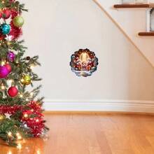 ملصق حائط عيد الميلاد قطعة واحدة، عائلة فأر جميلة بقبعات سانتا وصندوق هدايا، ملصق لاصق ذاتي من البي في سي، ديكور منزلي لغرفة المعيشة والنوم والمدخل، مشهد ثلجي شتوي