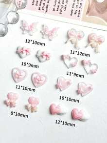 20 قطعة/مجموعة من الزينات المضيئة في الظلام بأشكال فراشات وقلوب لتزيين الأظافر