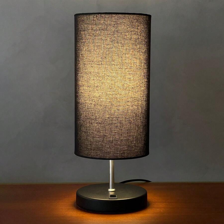 Classic Round Aluminum Table Lamp With Switch And Dome For Living Room, Bedroom, Bed, Office - Cúp đen Đen - Xem 1