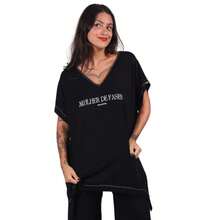 Deliriyou Blusa Feminina Maxi Assimétrica Estampa Fases Lua Mistica - Preto - Visão 1