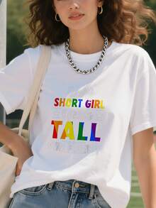 Lesbian Pride LGBT Every Tall Girl Needs A Short Girlfriend T-Shirt - 白色 - 查看 2