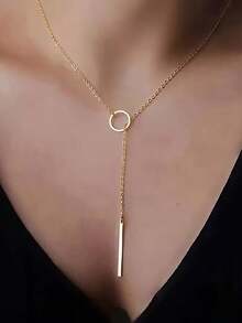 High Quality 316 Stainless Steel Golden Y-Necklace For Women, Anti-Fading, Comfortable & Versatile, Minimalist & Elegant, Suitable For Daily Wear Or Parties; Fashionable Women's Earrings, Jewelry Accessories, Exquisite Gift For Her, Holiday Gift, Anniversary Gift