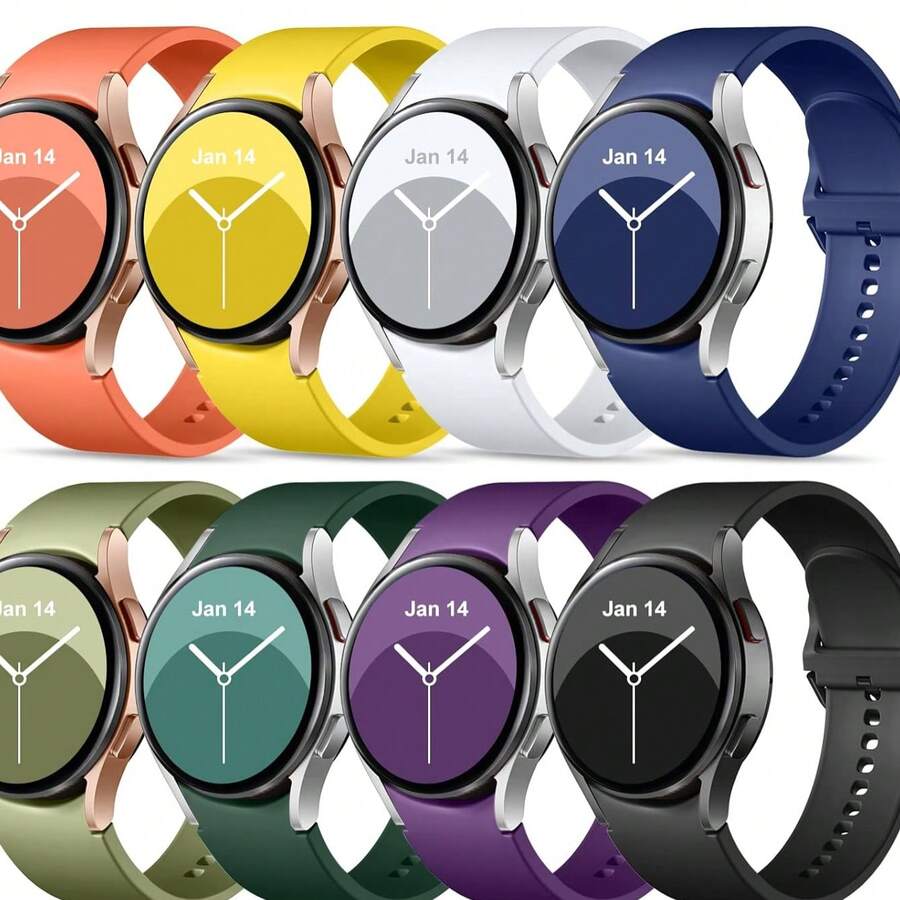 8-Pack Watch Bands, Compatible With Samsung For Galaxy Watch 7/FE/6/5/4 Original Wave-Stitched Colorful Buckle Silicone Straps (40Mm 44Mm), Featuring A Soft Silicone Wave-Stitched Design, Suitable For Both Sports And Business Use, With Brand New Color Combinations For Both Men And Women.