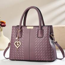 Borsa da donna, nuova borsa di moda, borsa a spalla di grande capacità, borsa a tracolla, borsa shopper semplice da pendolare con ciondolo a forma di cuore, adatta per Natale, San Valentino, shopping e viaggi
