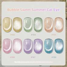 XEIJAYI Ultra-Bright Nail Gel "Bubble Sweet Summer" Cat Eye Series - 6-Color Magnetic Gel Set With Variable Iridescent Effects, Professional Salon Art Design, Dazzling & Long-Lasting Shine, Multidimensional Color Shift With Chip-Resistant Wear, For DIY Nail Art Creation - Nhiều màu - Xem 2