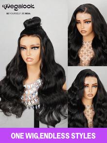 MEGALOOK 13x4 Lace Front Wig, Wavy Curly, 100% Human Hair, Pre-Plucked & Bleached Knots, Natural Hairline, 16-30 Inches; 13x4 Lace Front Wig, Free Part, Natural Black, 100% Human Hair, Baby Hair, Hand-Tied, Lightweight Cap, All-Day Comfort, Minimal Shedding. - SNatural - View 5