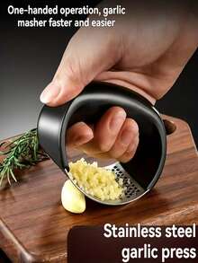 1pc Stainless Steel Garlic Press, Manual Garlic Crusher Mincer, Multi-Function Garlic Squeezer Tool For Home Kitchen Restaurant Supermarket - Black - View 7