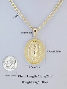 1 件 14k 镀金圣母玛利亚基督吊坠项链圣裘德约瑟夫宗教珠宝 - 金色 - 查看 2