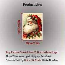 1pc Vintage Santa Claus Canvas Poster - Frameless Christmas Wall Art Decor With Santa'S Face Holiday Colors - Indoor/Outdoor Decoration For Living Room, Kitchen, Office - Perfect Christmas Gift For Home Decoration, Festive Artwork, Highquality Print, Seasonal Decorators