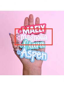 1pc Acrylic Personalized Name Tag Keychain, Perfect Gift For Family And Friends, Colorful, Cute, Kawaii, Millennium Style, Fashionable, Unisex, Casual, Customizable, Ideal Gift For Him/Her - Steel Keychain + White Buckle - View 49