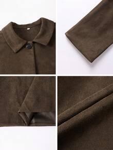 女士秋季休闲优雅圣诞皮大衣 - 棕色 - 查看 11