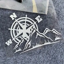 Reflective Jungle Adventure Compass Sticker High-Visibility Night Safety Durable PVC Waterproof Self-Adhesive Vehicle Decoration For Motorcycle Car Bicycle Off-Road Outdoor Adventure Travel Gift, Reflective Jungle Adventure Compass Sticker - 16.5cm X 12.2cm