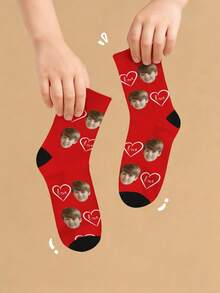 1 par de calcetines personalizables para niños - Personalizados con tu foto, calcetines coloridos y divertidos para niños y niñas, adecuados para 6-10 años, material suave y cómodo con puños elásticos, perfectos para uso diario