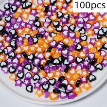 100/200pcs 8mm Acrylic Beads, Center Beads, Love Beads, Orange, Black, Purple, Halloween Holiday Beads, Party Decoration Beads, DIY Accessory Beads, Can Be Made Into Bracelets, Bracelets, Bracelets, Phone Chains, Decoration Beads