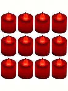 24/12/1pcs Flameless LED Tea Light Candles, Red Battery Operated Electronic Simulation Candles, Suitable For Wedding, Party, Christmas, Valentine's Day And Holiday Celebration Decoration, Can Be Used As Table Centerpiece, Anniversary, Outdoor Decoration, Christmas Decoration, Red Tea Light, Flameless Candle, Christmas Decoration, LED Candle, Twilight Birthday Decoration (Red) - Red - View 2