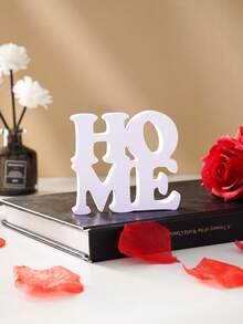 1pc White Double-Layer Love/Home Letter Decor, Modern Minimalist PVC Material Home Decor Letter Plaque, Suitable For Product Display, Office Desk, Home, Valentine's Day, Wedding Anniversary Decoration - White - View 5