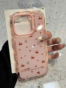 Cute Cherry Contrast Color Wave Jelly Pink Phone Case Compatible With IPhone 17 Pro Max 17 Pro 17 Air 16 Pro Max 14 Pro 13 12 15 Plus 11 Soap Soft Back Gift