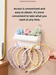 Multifunctional Wall-Mounted Hair Accessory Organizer Rack For Hair Clips, Hair Ties, Hair Bands Home Use Drill-Free Clothes Hanger Rack, Balcony Clothespin Hanging Hook, Towel & Washing Machine Storage Rack - Multicolor - View 10