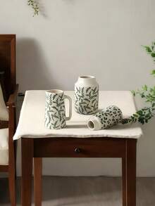 1 Peça Vaso Cerâmico com Design Fresco e Minimalista, Padrão Impresso Branco - Adequado para Segurar Água para Arranjar Flores Frescas e Pode Ser Usado como Ornamento Decorativo em Múltiplos Cenários
