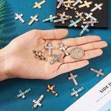 30 Piezas de Colgantes de Cruz de Esmalte Estilo Mosaico Colgantes de Cruz Coloridos Colgantes Religiosos 5 Colores 29mm para Hacer Collares, Pendientes, Pulseras, Joyería, Esmalte, Sin Piedras Preciosas - 1 - Ver 8