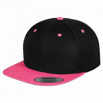 Yupoong Mens The Classic Premium Snapback 2-Tone Cap (Pack Of 2) (Black/ Neon Pink) - 80% Acrylic/20% Wool - (RW6728)