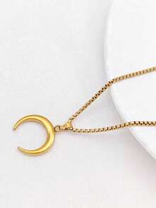 1 Stück 18K vergoldete Edelstahl Halbmond Horn Anhänger Halskette, elegante Choker Kette