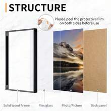 1pc 30x40cm Aluminum Alloy Photo Frame, Metal Frame, A4 Certificate Frame, 8x10 Decorative Frame, Classic Narrow Edge Matte Surface Aluminum Alloy Frame, Gold Poster Frame, Black Home Wall Decor Frame, Suitable As Gift & Artwork Decor, With Stand And Clear Acrylic, Vertical And Horizontal Display - Multicolor - View 7