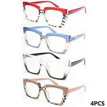 4pcs/3pcs/2pcs Fashion Large Frame Reading Glasses Set, Comfortable Spring Hinged Readers, Unique Colors To Match Your Daily Outfits - 多色C - 查看 12