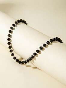 1pc Minimalist Fashion Flat Round Bead Handmade Chain Necklace, Versatile Small Batch Jewelry For Everyday Wear, Casual, Party, Gift (Handmade Chain Length Customized, Bead Quantity Varies)