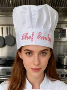 1pc Customized Embroidered Baker/Chef Hat, Adjustable Personalized Name Chef Hat, Professional Chef Hat, Baking Enthusiast Chef Hat Gift, Chef Gift