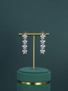 1 Set White Gold Plated Leaf Design Bridal Wedding Jewelry Set, Handcrafted With White Cubic Zirconia, Including Necklace, Bracelet, Earrings, Ring, Suitable For Daily Wear And Wedding, Wedding Anniversary Gift (Gift Box Packaging), Christmas Gift - Leaf Bride Wedding Set - View 6