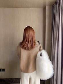 全新秋冬宽松优雅纽扣开衫