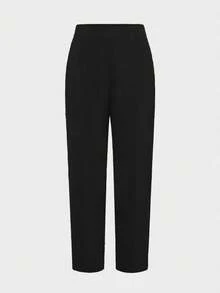 2pcs/Set Elegant Basic Slim Fit Blazer Jacket + Ankle-Length Pants, Suitable For Business, Commute And Daily Wear