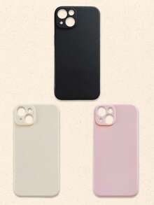 3 piezas Fundas de teléfono de silicona de unicolor minimalista en negro, blanco y rosa compatibles con 17 Pro Max y teléfonos Galaxy, cubiertas protectoras, estuche de teléfono básico y lindo como regalo de primavera - Multicolor - Ver 20