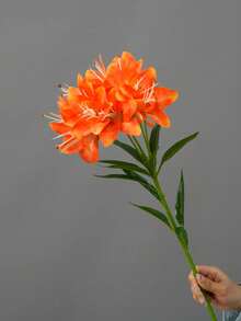 1pc 10-Head Artificial Lily Flower Branch, Living Room Decor, Floral Arrangement, Photography Prop - Multicolor - View 14