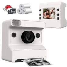 Aparat do natychmiastowych wydruków dla dzieci, prezent 2 w 1 do mediów społecznościowych: wielofunkcyjny aparat natychmiastowy dla dorosłych i dzieci z technologią bezatramentową – natychmiastowe robienie i drukowanie zdjęć/filmów w jakości 1080P HD, kreatywne filtry i naklejki, idealny w podróży, na imprezach, na Boże Narodzenie, na urodzinach – gotowy prezent dla niego, dla niej, nastolatków, par i przyjaciół (zawiera papier fotograficzny, akumulator 1300 mAh) [Aparat do natychmiastowych wydruków i przenośna drukarka]