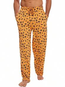 Mens Pajama Pants - Viscose Made From Bamboo, Soft Sleep Pants Comfy Drawstring Lounge Bottom With Pockets Sweatpantshalloween - Orange Halloween - View 5