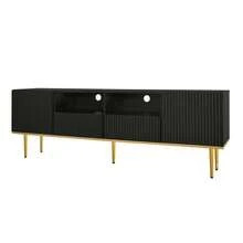 Modern TV Stand, TV Unit With Gold Legs And Gold Trim - Black + Particle Board + 60-69 Inches - View 5
