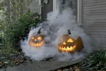 Halloween Party Mist Maker 3 Mist Maker Spray Heads,Ultrasonic Water Pond Fountain Fogger 12 LED Red Yellow And Blue Light Flashes Aluminum Atomizer Air Humidifier